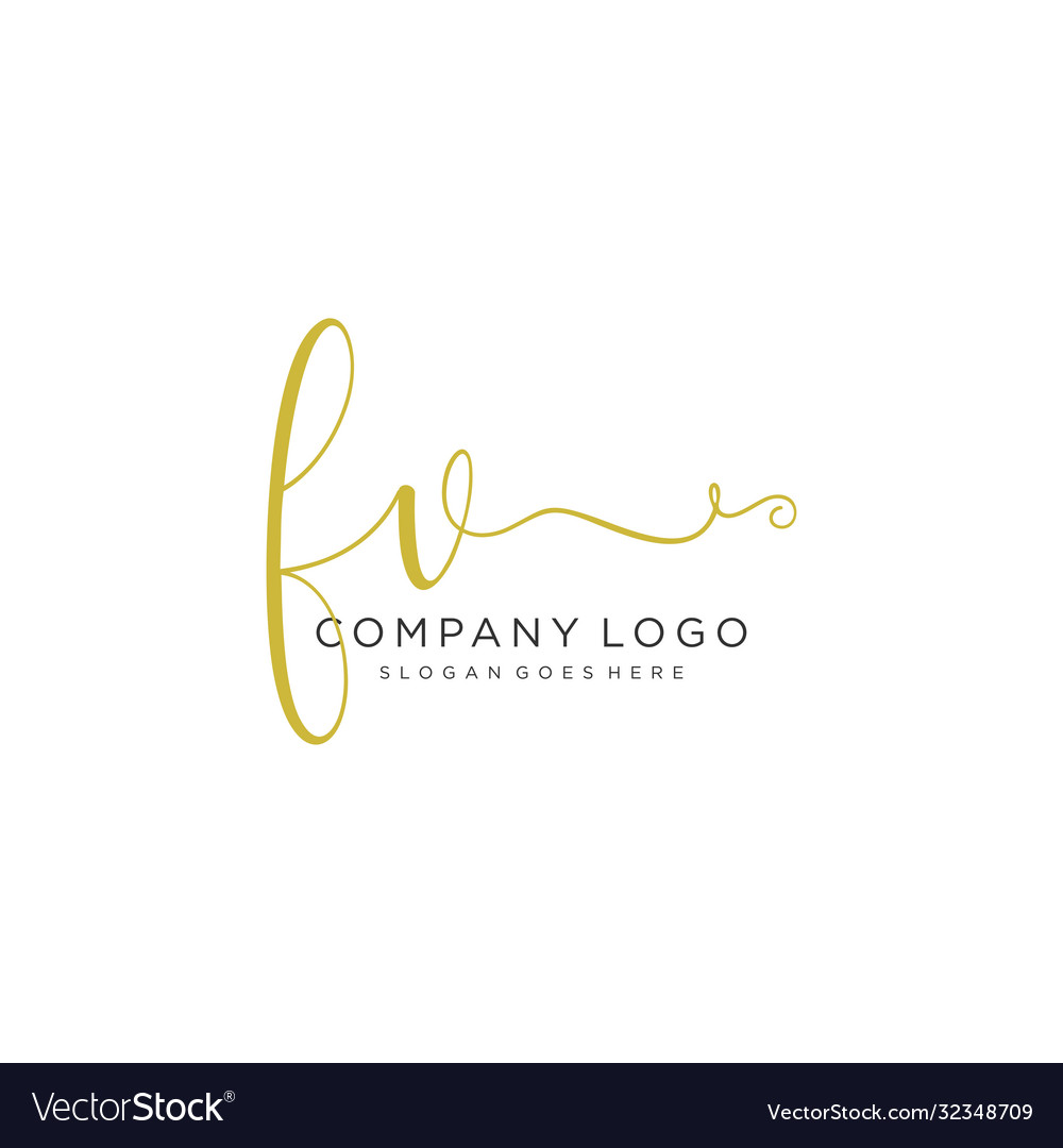 Fv initial handwriting logo design Royalty Free Vector Image