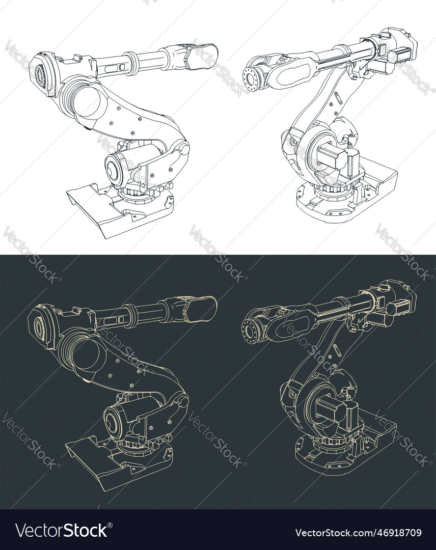 Industrial robot blueprints Royalty Free Vector Image