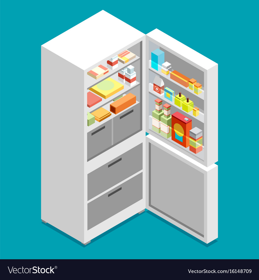 Isometric fridge flat icon