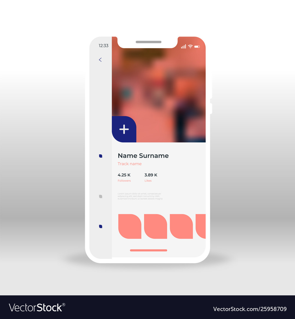 Red track page ui ux gui screen for mobile apps vector image Red track page ui ux gui screen for mobile apps