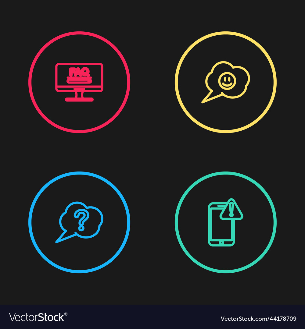 Set line speech bubble question mobile vector image Set line speech bubble question mobile