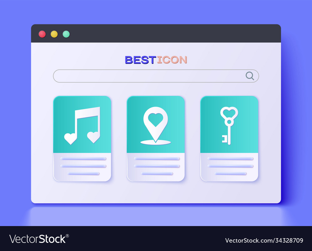 Set map pointer with heart music note tone vector image Set map pointer with heart music note tone