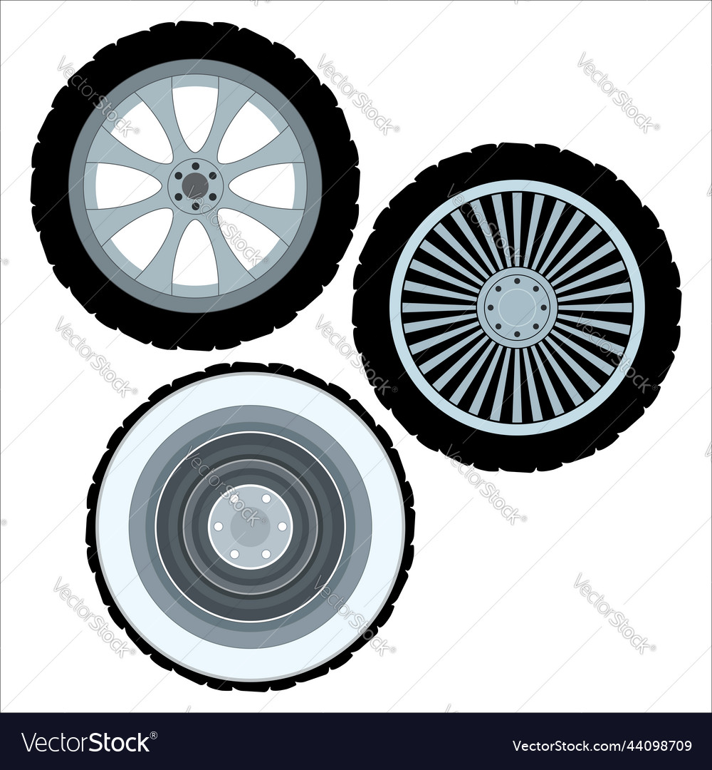 Set of alloy wheels Royalty Free Vector Image - VectorStock