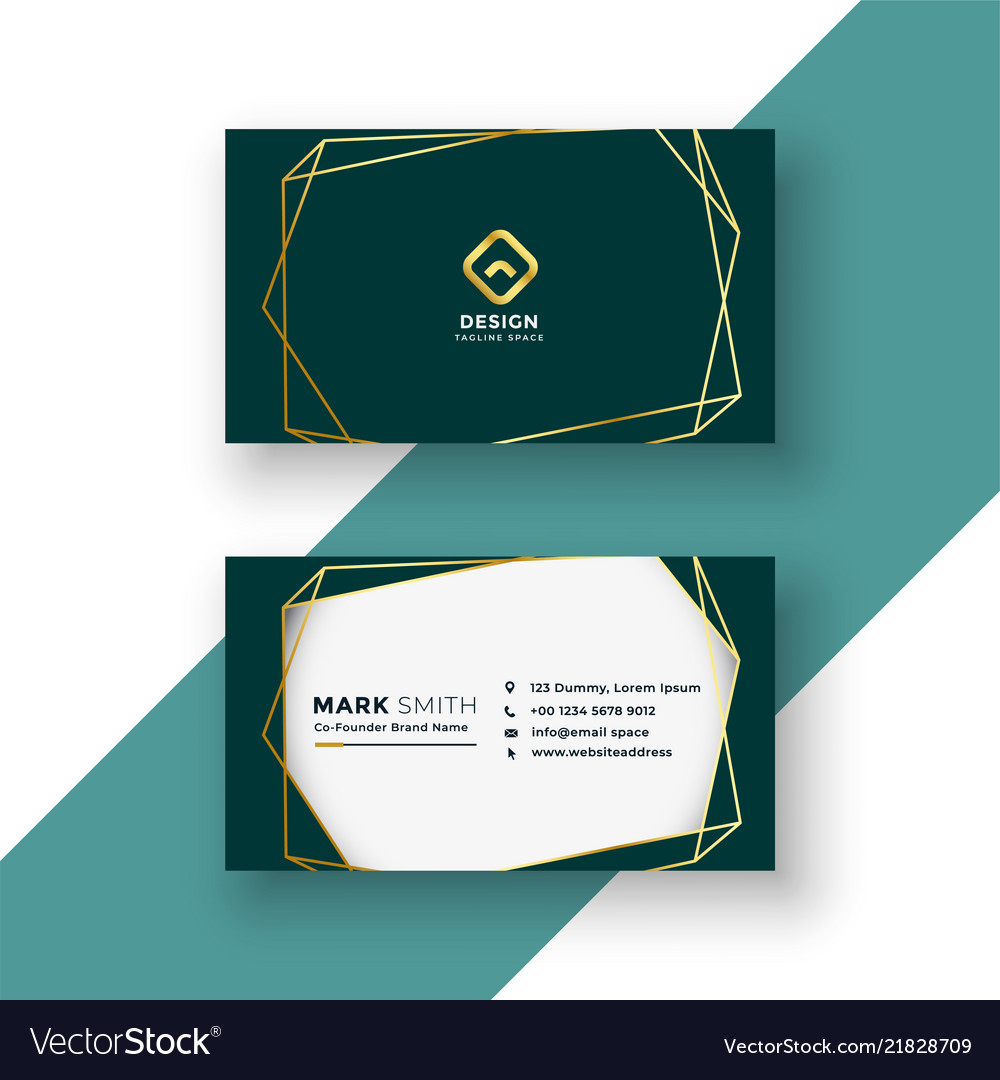 Stylish business card design with golden frame Vector Image