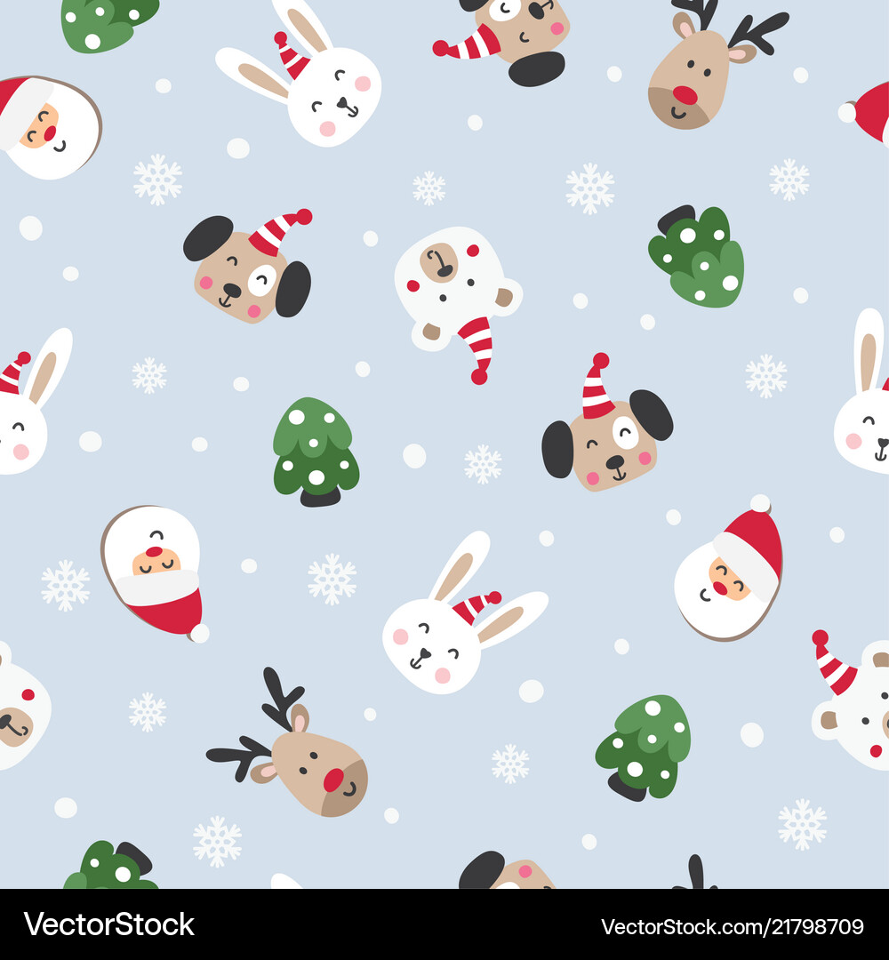 Winter Animals Seamless Pattern Royalty Free Vector Image