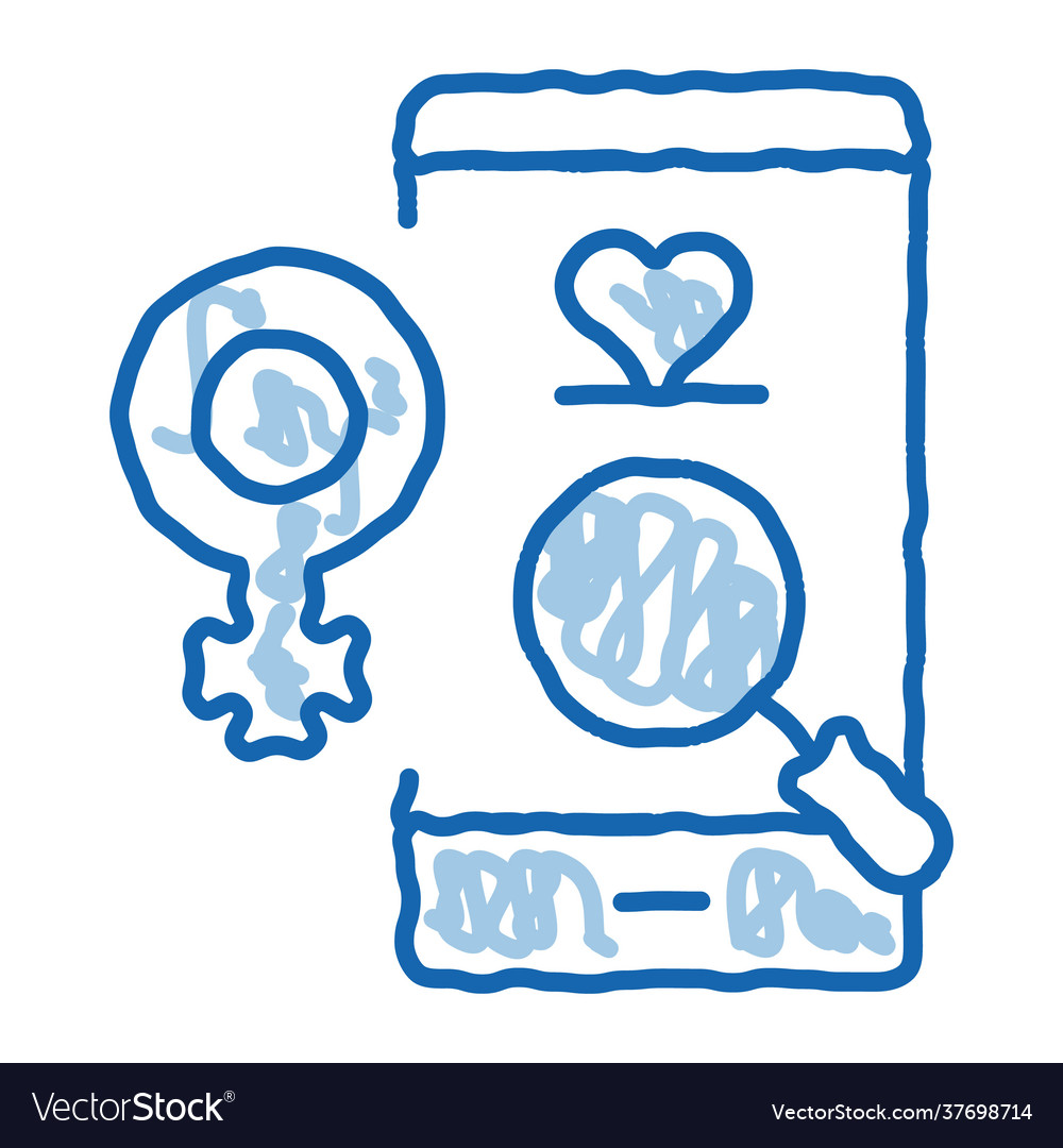 Female love search doodle icon hand drawn