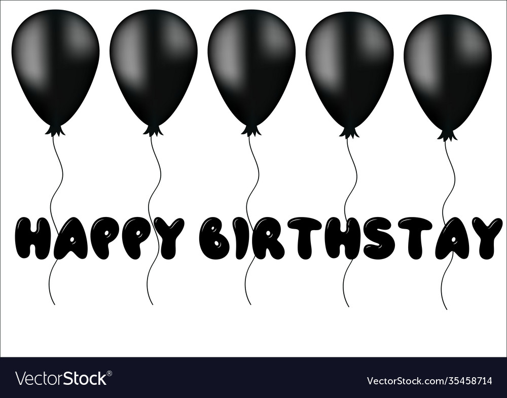Happy birthday black balls on a white background vector image Happy birthday black balls on a white background