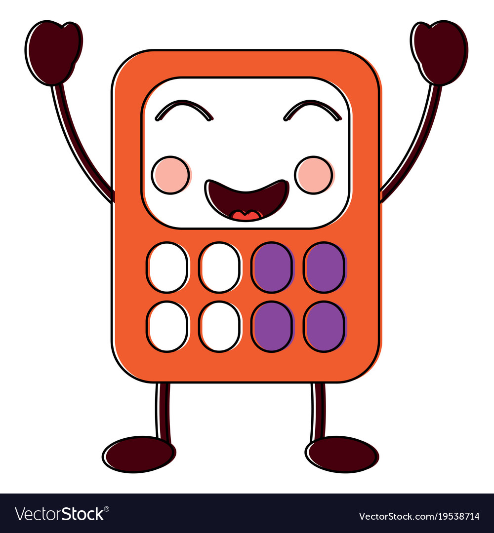 Happy calculator school supplies kawaii icon imag Vector Image