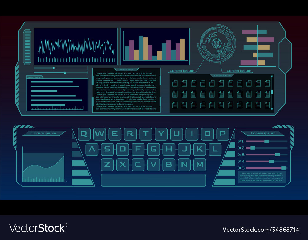 Hud and ui elements futuristic user vector image Hud and ui elements futuristic user