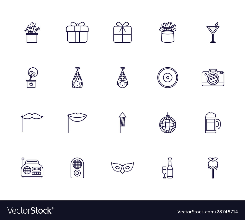 Isolated party icon set design