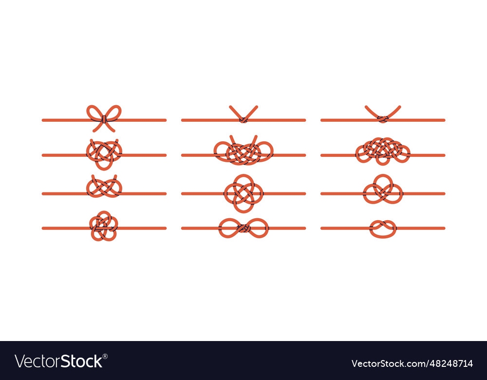 Japan knots patterns set mizuhiki japanese Vector Image