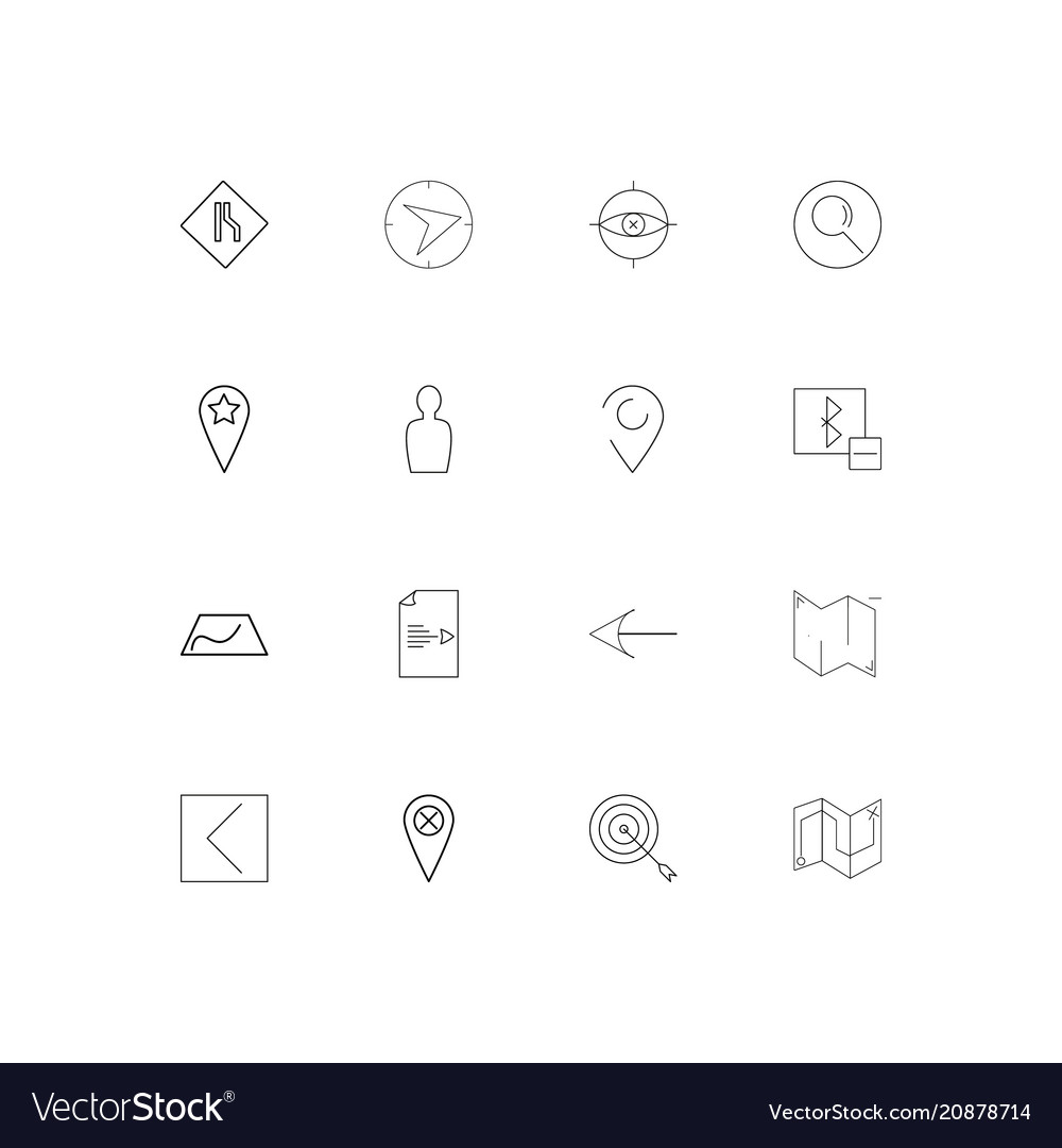 Maps and navigation linear thin icons set