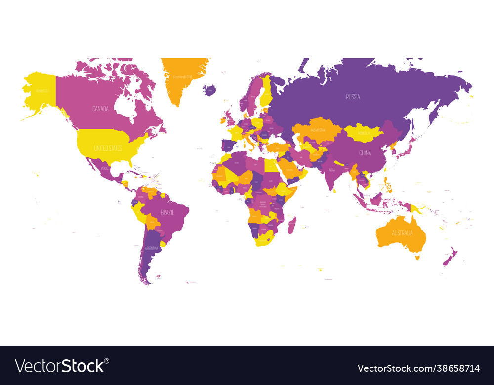 Multicolored political map world