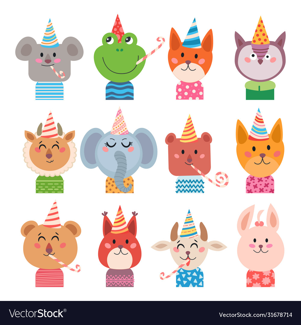 Set cartoon animals for baby card Royalty Free Vector Image