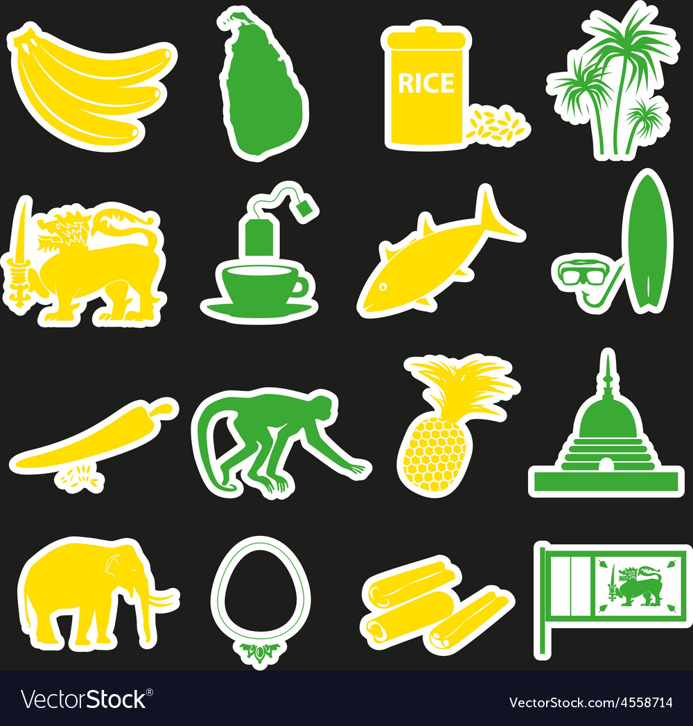 Sri-lanka country symbols color stickers set eps10