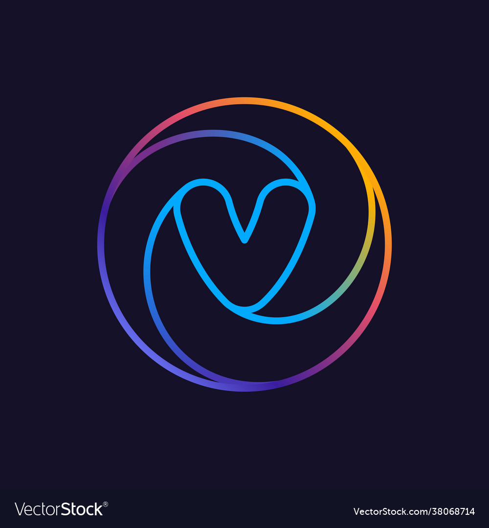 V letter one line colorful logo