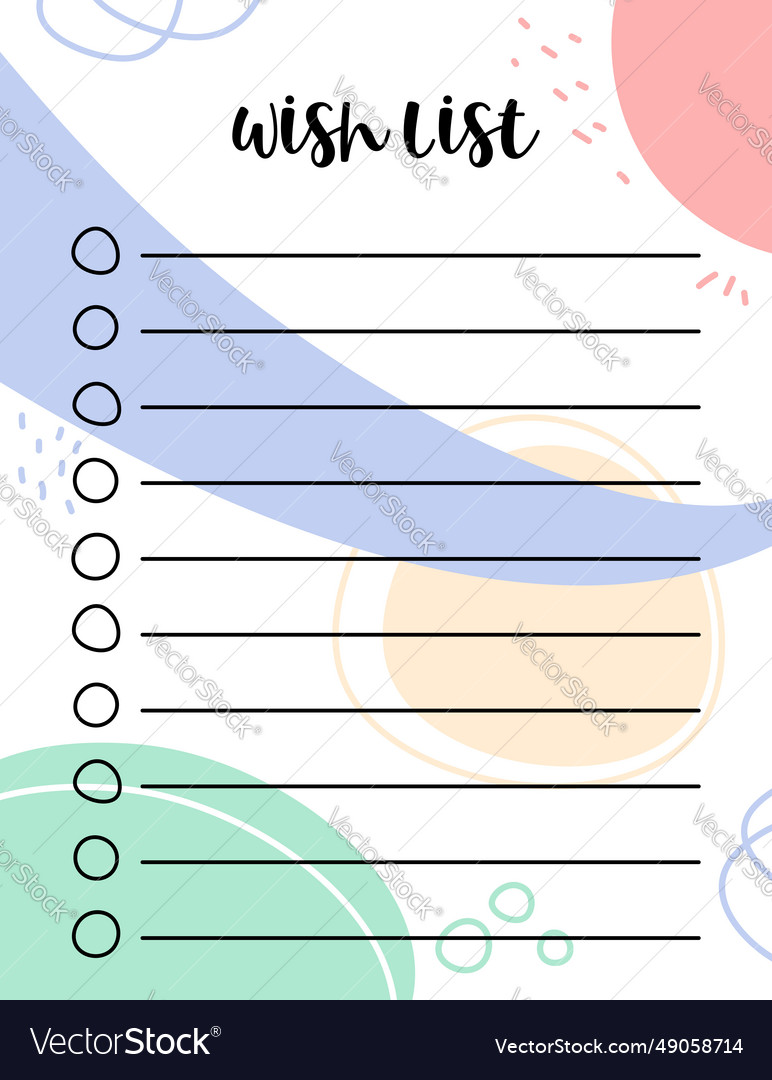 Wish list blank template empty wishlist with copy
