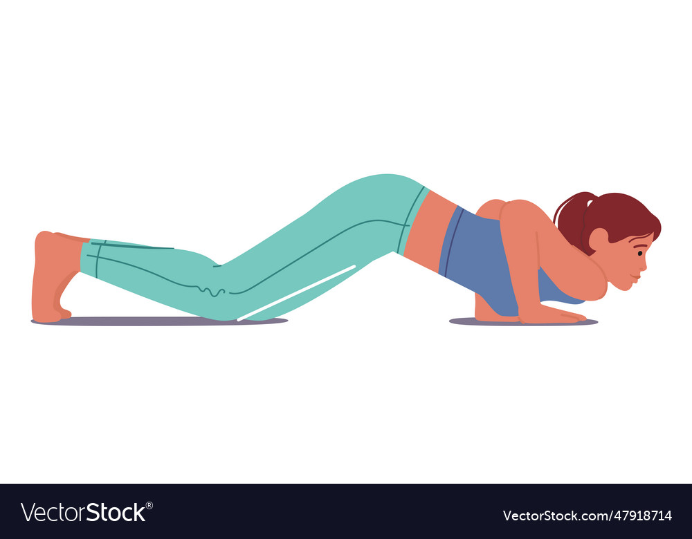 Woman character performing astangasana Royalty Free Vector