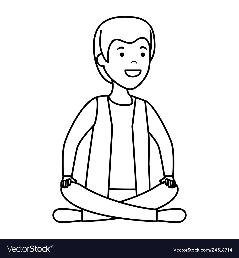 Young and casual man with lotus position Vector Image