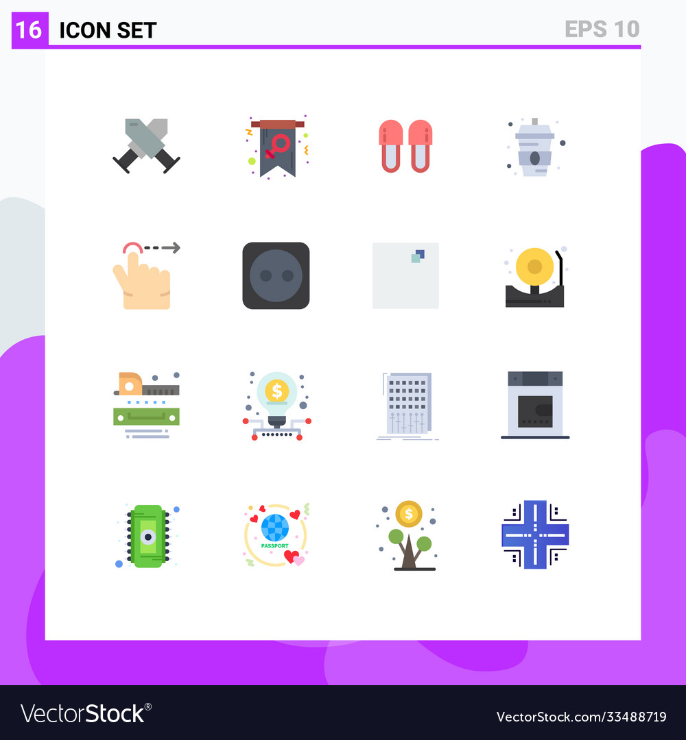 16 user interface flat color pack modern signs Vector Image