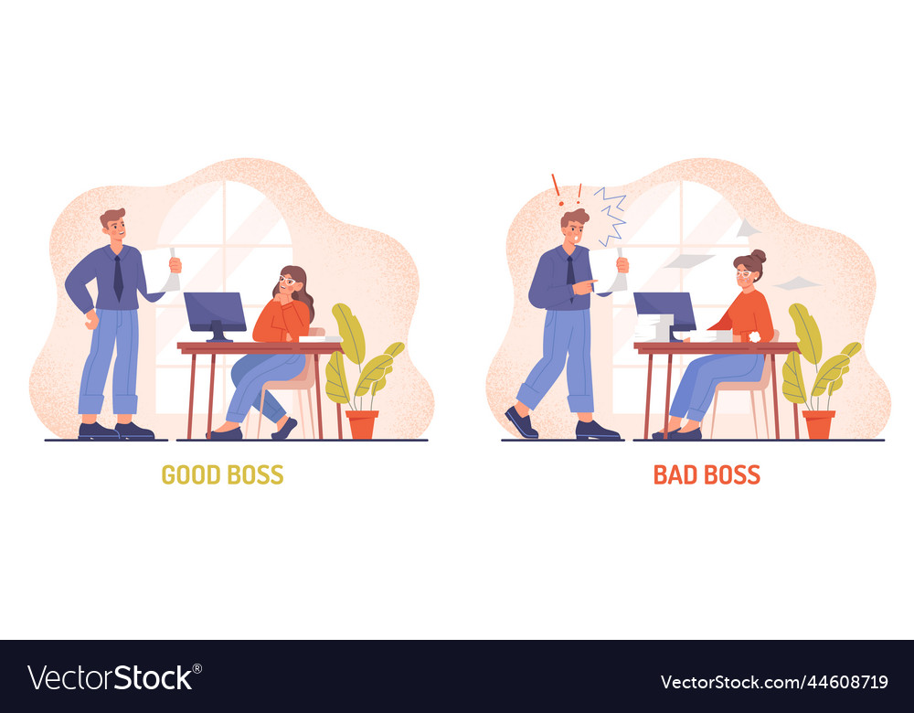 Bad and good boss Royalty Free Vector Image - VectorStock