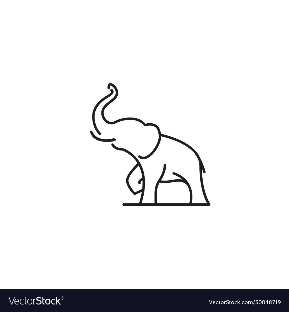 Big animal elephant lifting trunk up line symbol Vector Image