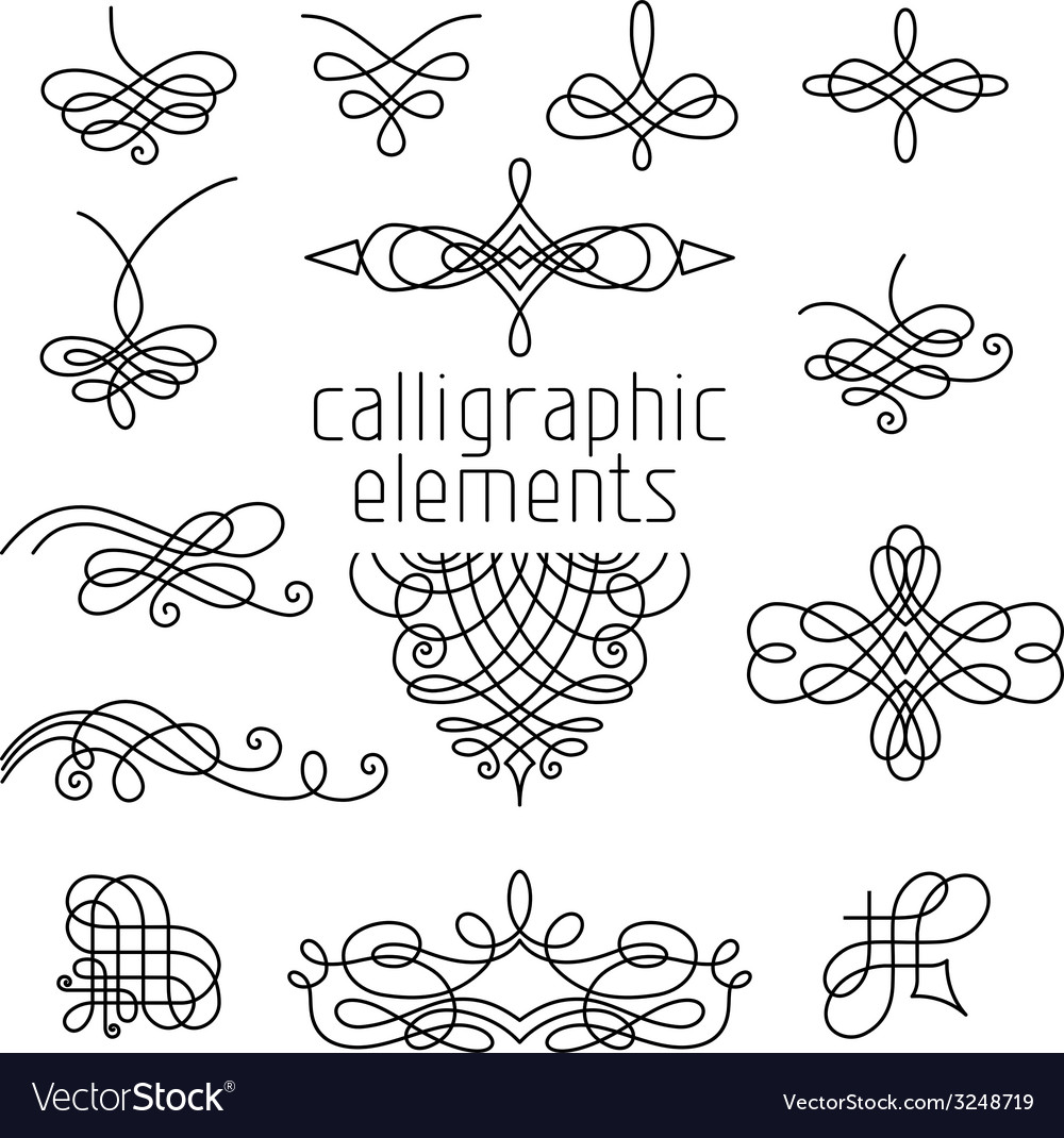 Calligraphic Flourish Elements Set