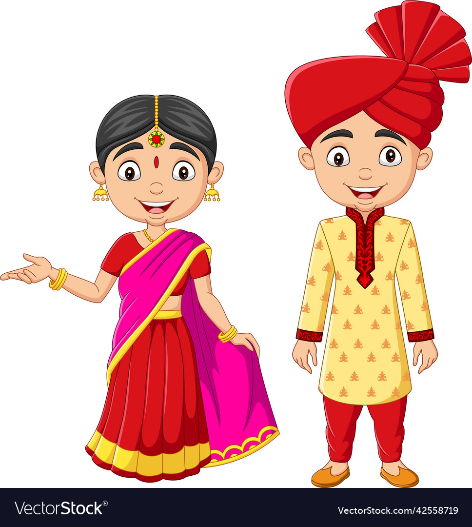 Cartoon indians man and woman Royalty Free Vector Image