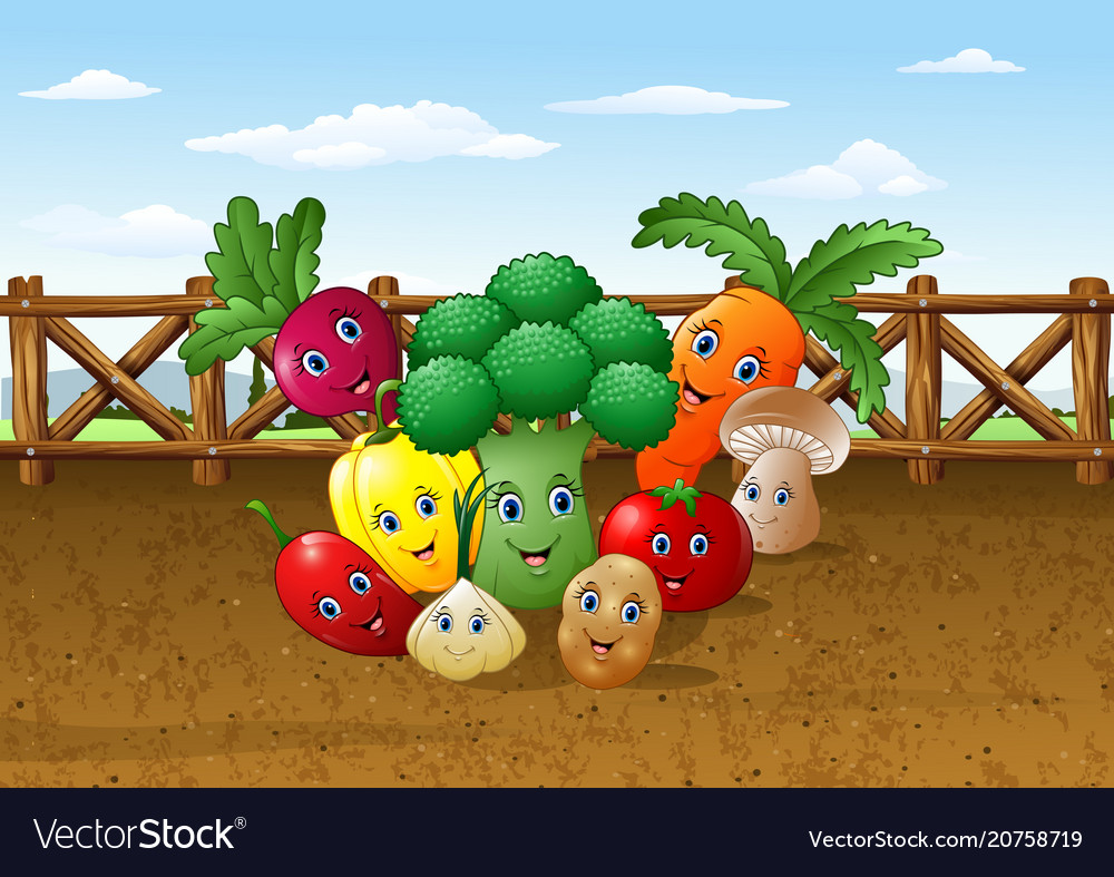 Cartoon Vegetable Garden Farm Background Vector Image