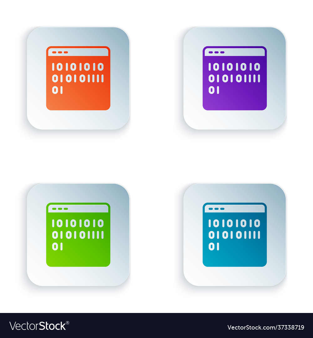 Color binary code icon isolated on white vector image Color binary code icon isolated on white