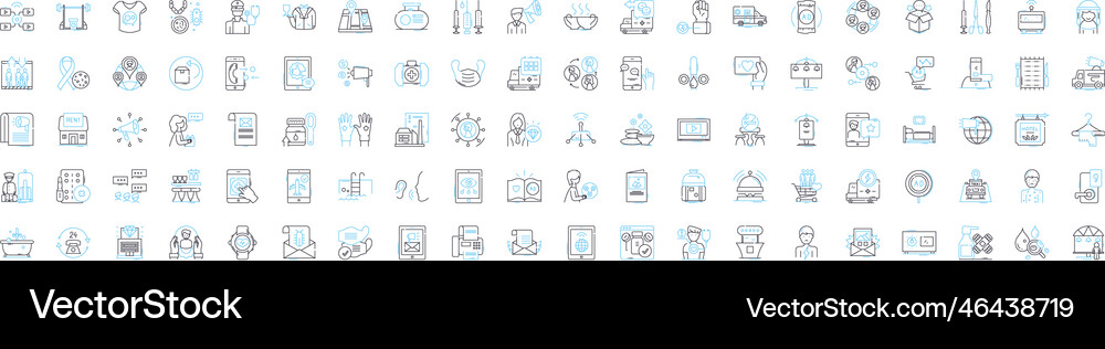 Customer service line icons set support Royalty Free Vector