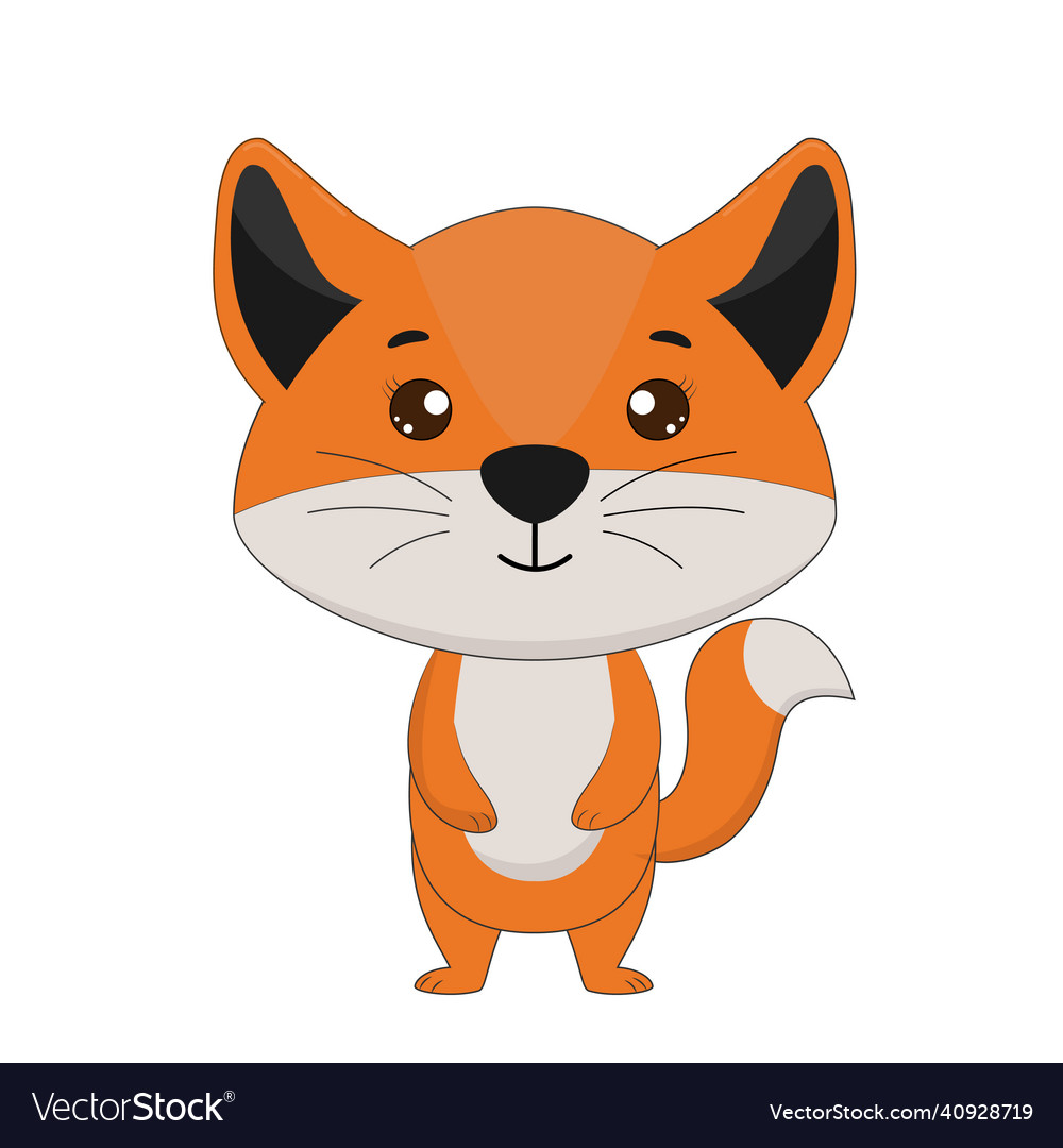 Cute cartoon fox cub little fox on white Vector Image