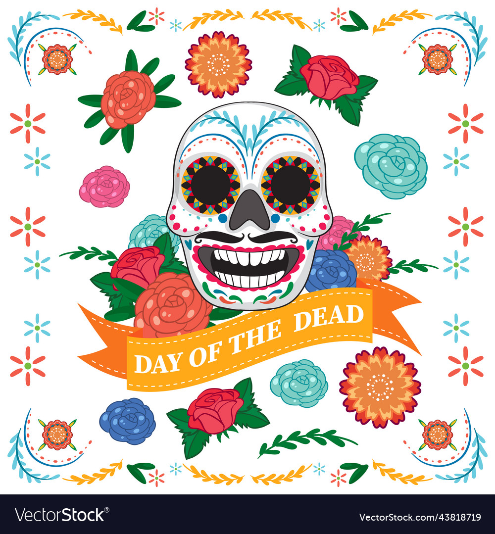 Day of the dead with calaca skull Royalty Free Vector Image