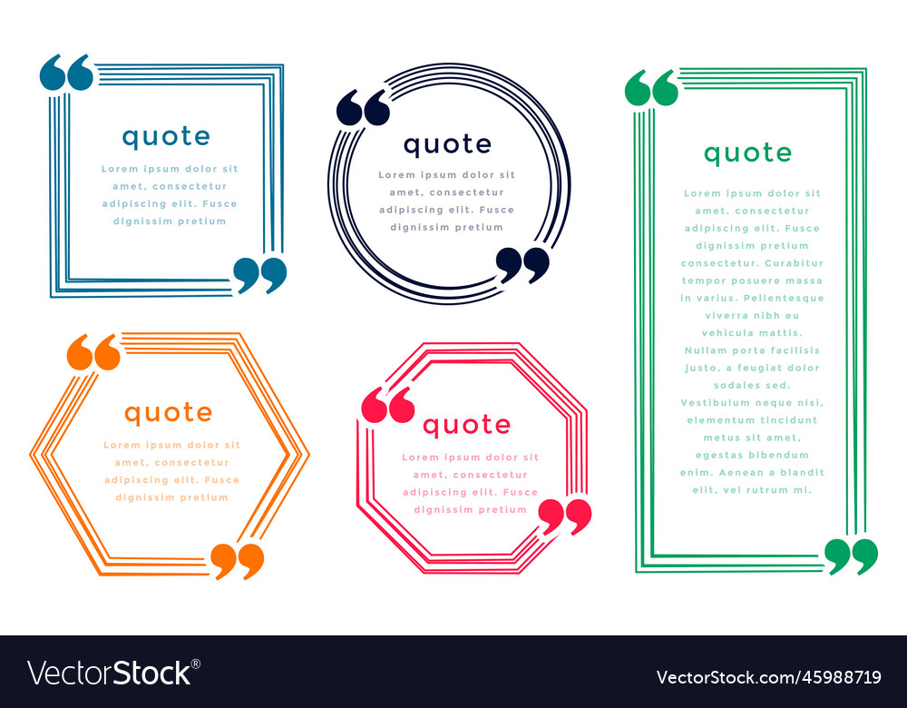 Five line style quotation boxes template design