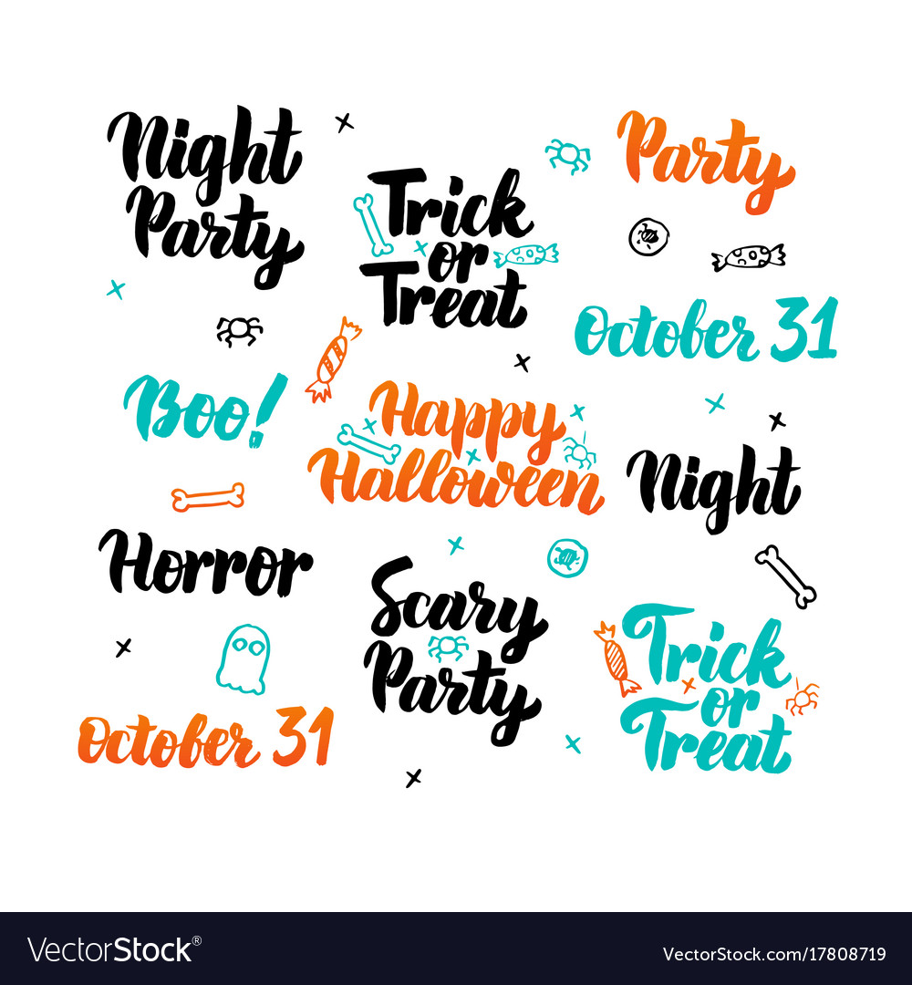 Happy halloween lettering set