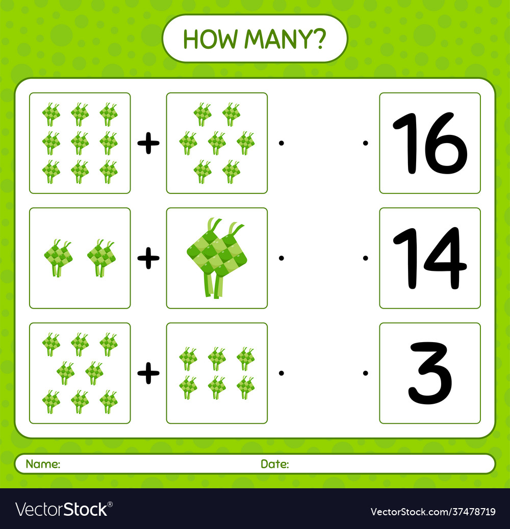 How many counting game with ketupat worksheet