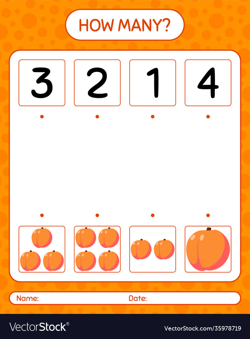 How many counting game with peach worksheet vector image How many counting game with peach worksheet