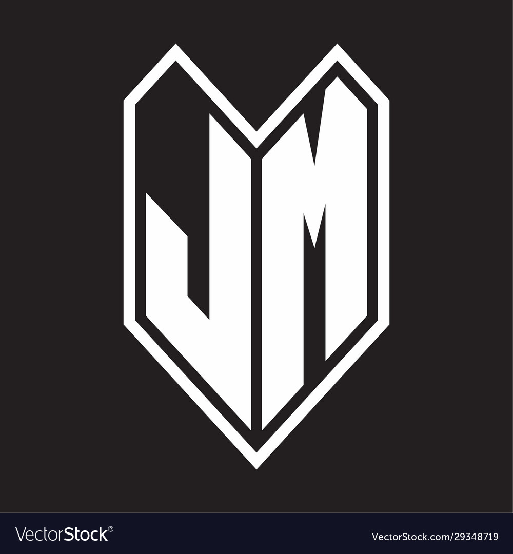 Jm logo monogram with emblem line style isolated