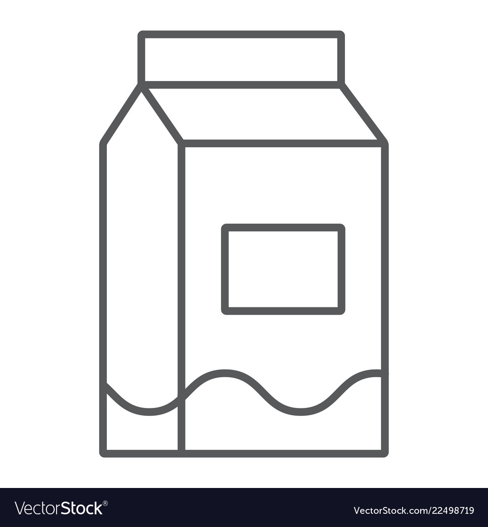 Milk thin line icon drink and food pack Royalty Free Vector