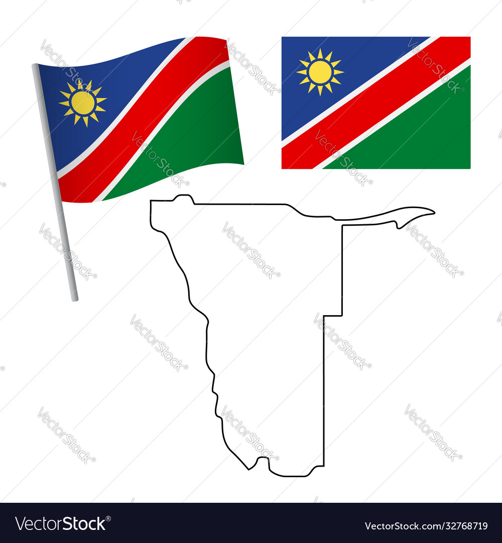 Namibia flag and map