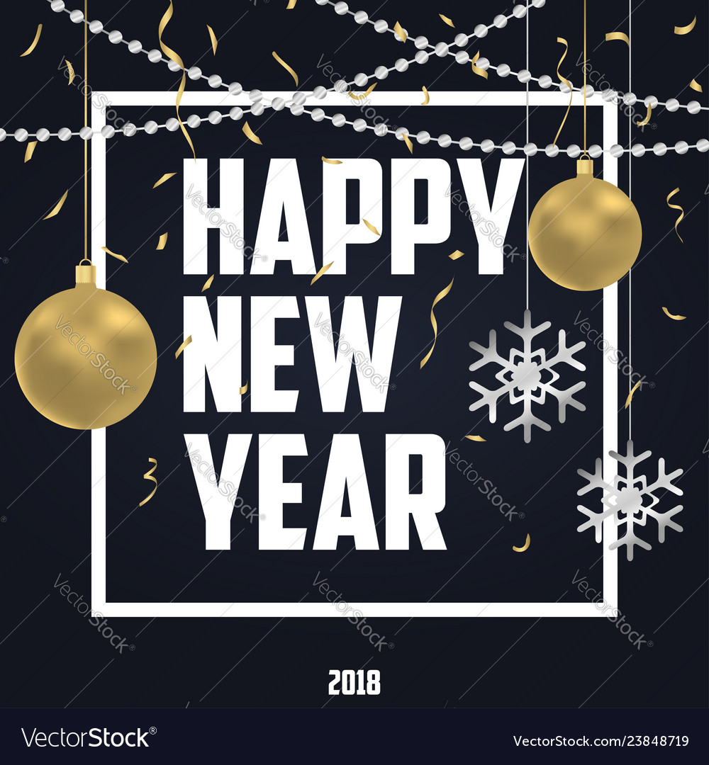 New year card with gold and silver decoration Vector Image