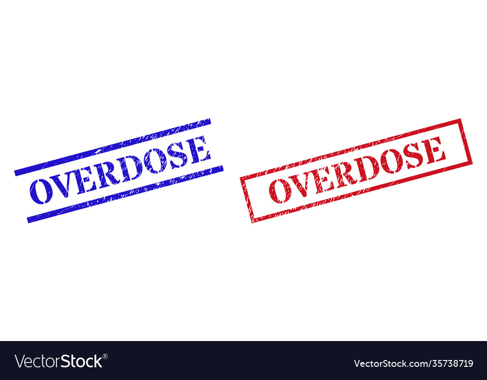 Overdose textured rubber stamp watermarks vector image Overdose textured rubber stamp watermarks