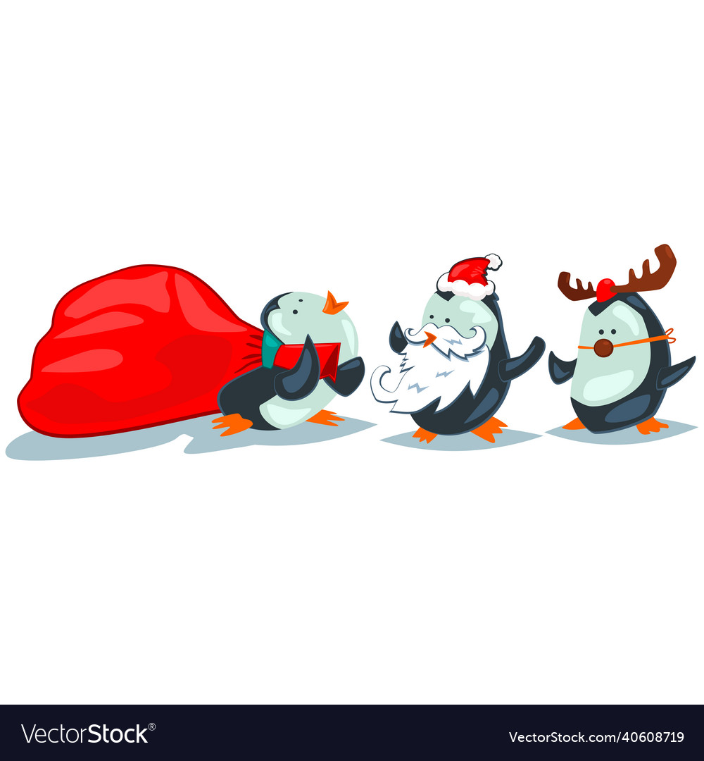 Penguin cartoon christmas character