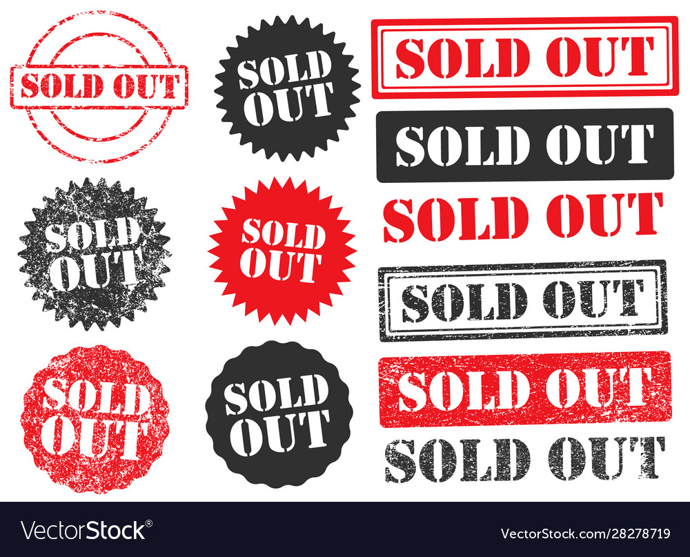 Soldout grunge set black red Royalty Free Vector Image