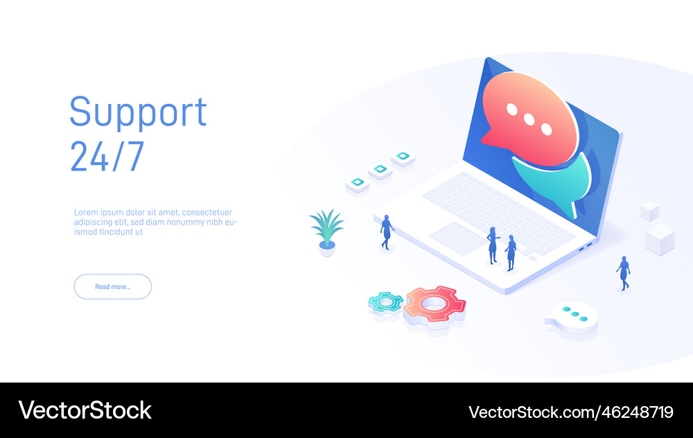Support 24 7 landing page template chat icon Vector Image