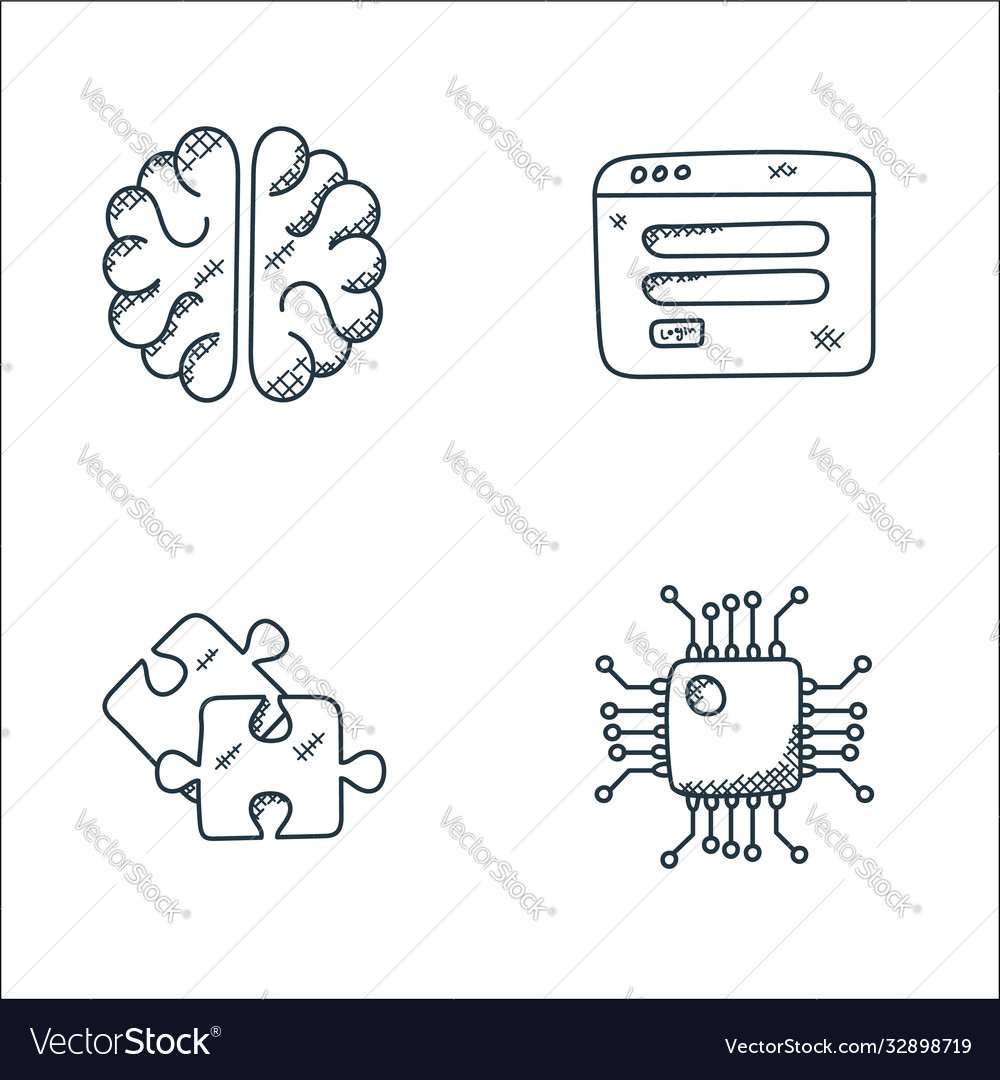 Technology line icons linear set quality