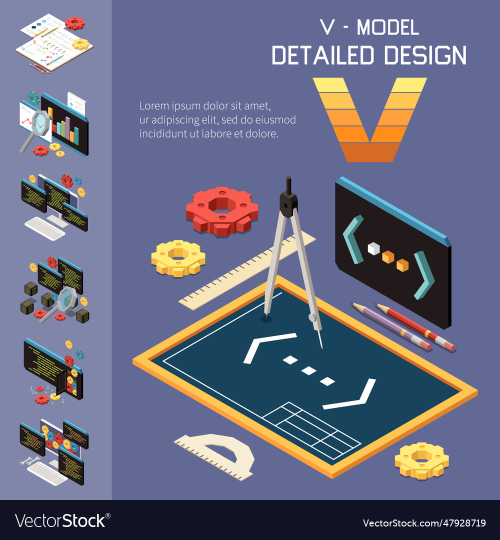 V model programming composition Royalty Free Vector Image