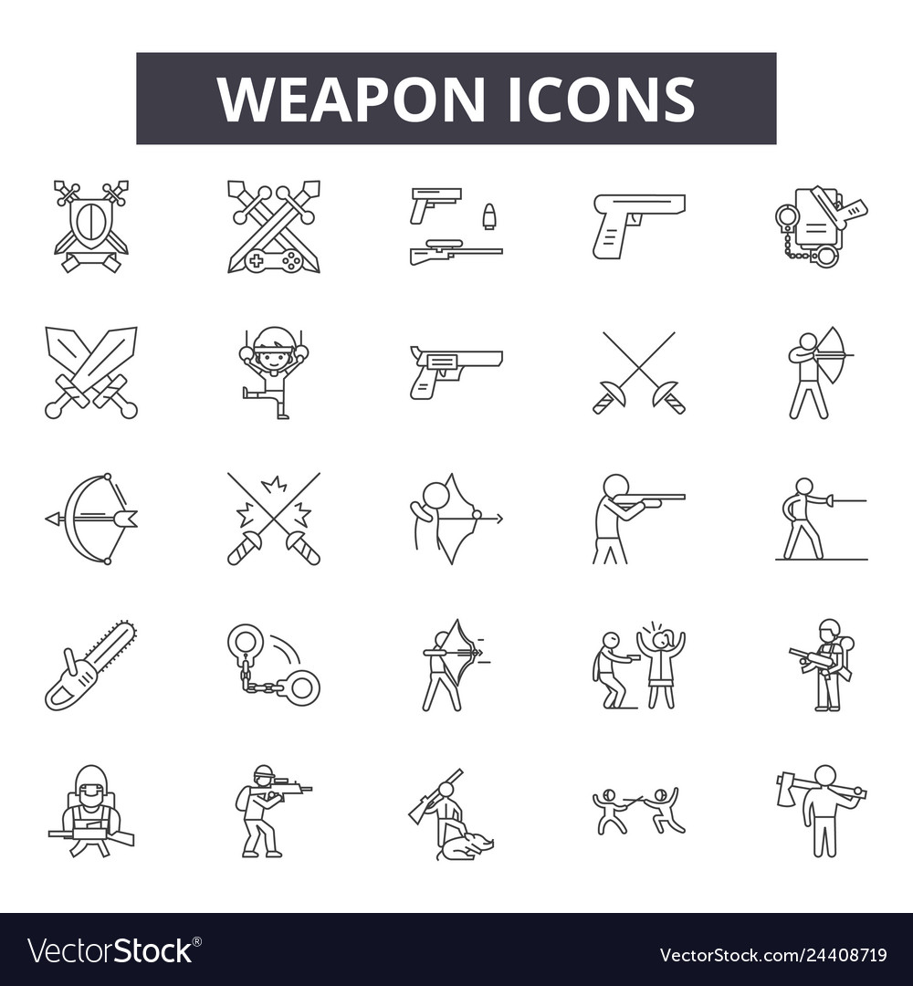 Weapon line icons for web and mobile design