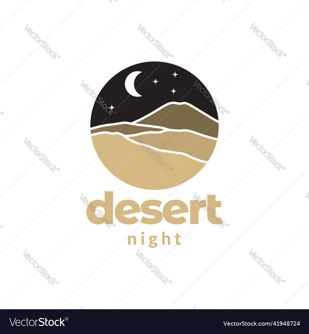 Abstract desert with mountain night logo design