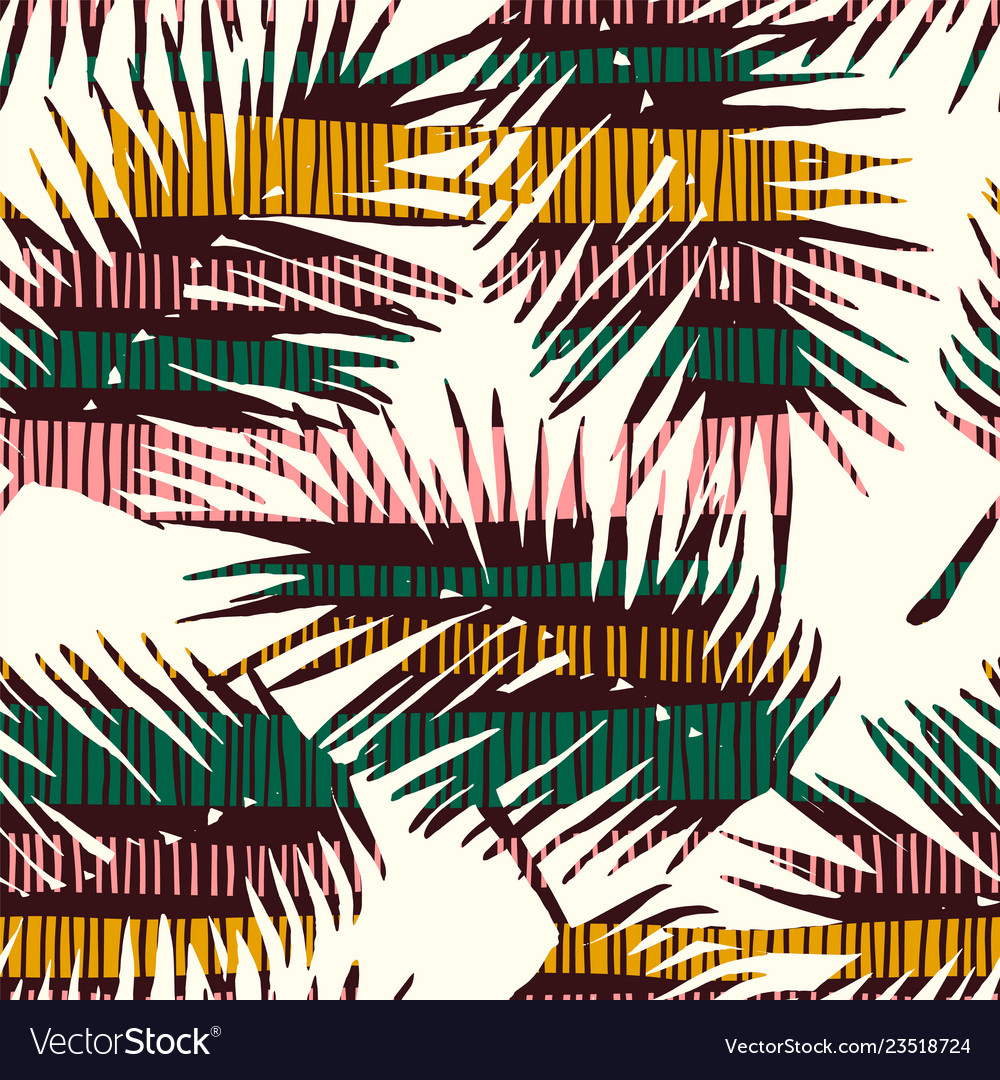 Abstract seamless pattern with tropical leaves